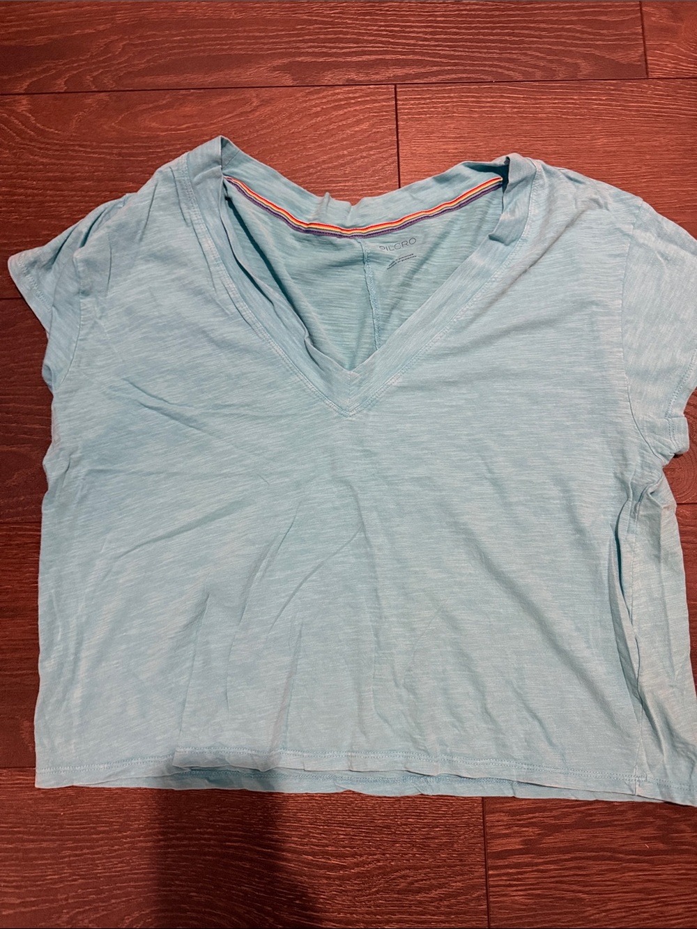 Anthropologie (Pilcro) Teal V-Neck Short Sleeve Tee - Picture 2 of 2